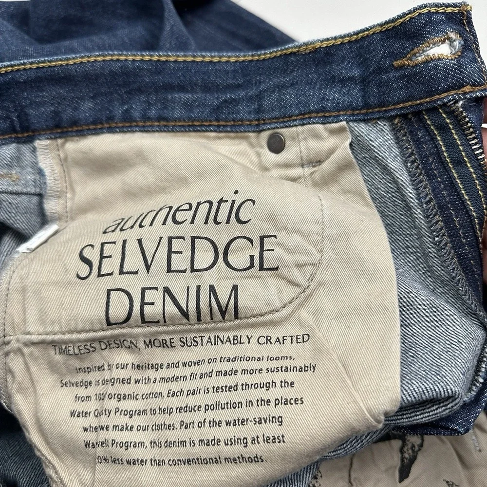 Banana Republic Selvedge Jeans Mens 34x32 Straight Leg Denim Blue Dark Wash